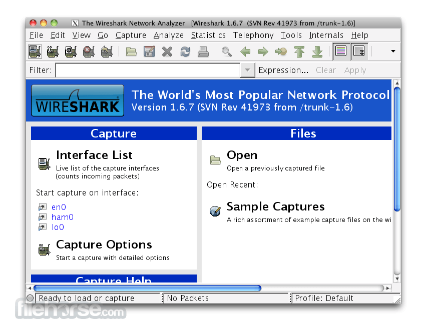 Screenshot of wireshark